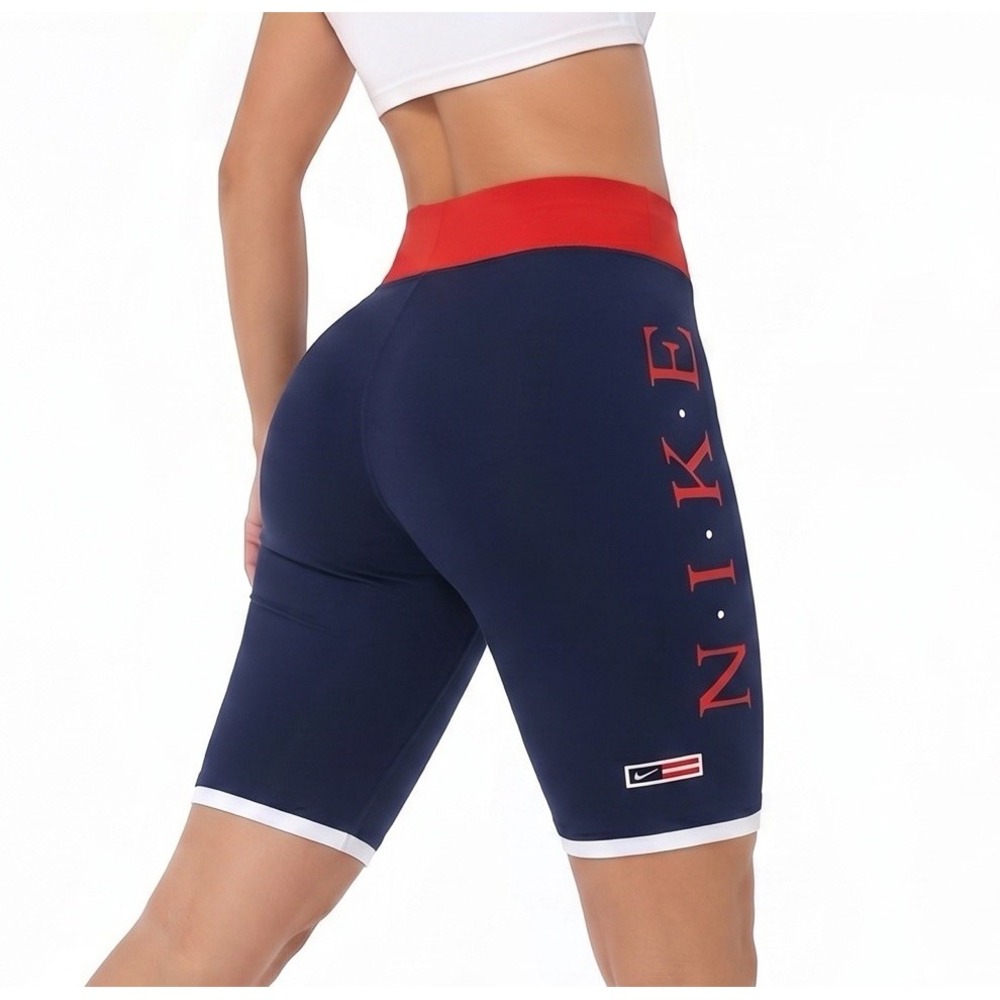 USA Flag Nike Biker Shorts Size Medium High Waisted Tight Fit Nike Spell out